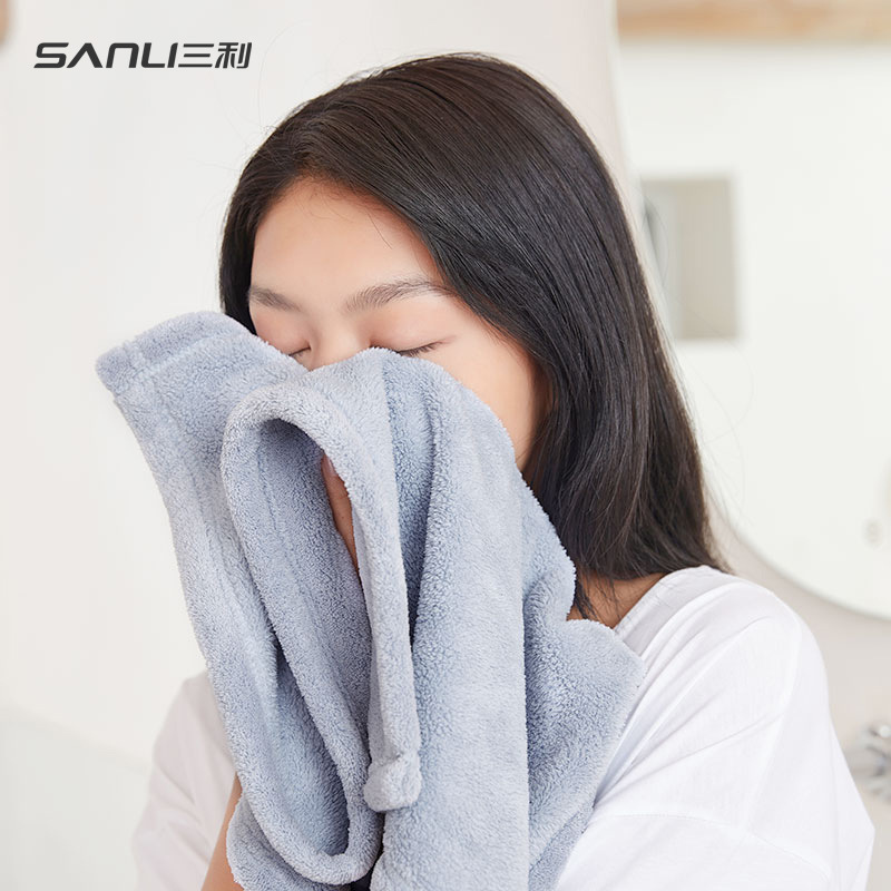 Sanli Towel Coral Fleece Towel Thickened Face Towel Gift Couples Towel Dry Hair Bath Extra Large Face Towel