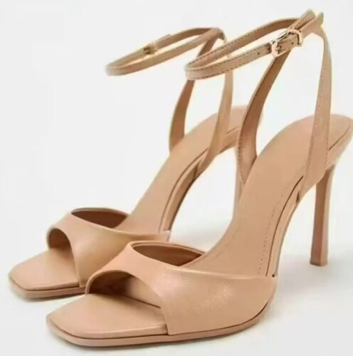 ZA Home Women's Shoes 2025 Summer New Products Spandex High Heel Thin Heel Women's Shoes Fish Mouth Back Tie High Heel Shoes