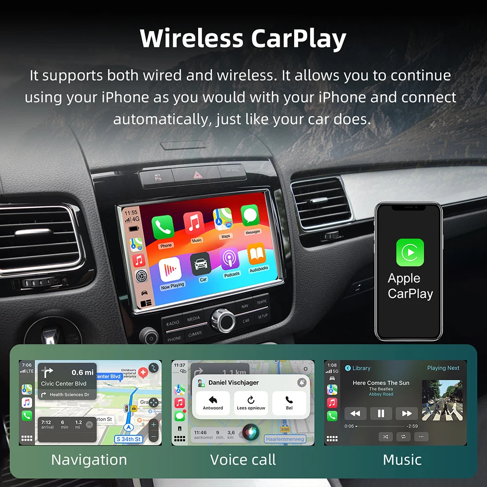 Suitable for Volkswagen Touareg/Golf7 Tiguan Touron Mib/Mib2 Wireless Carplay Android Auto