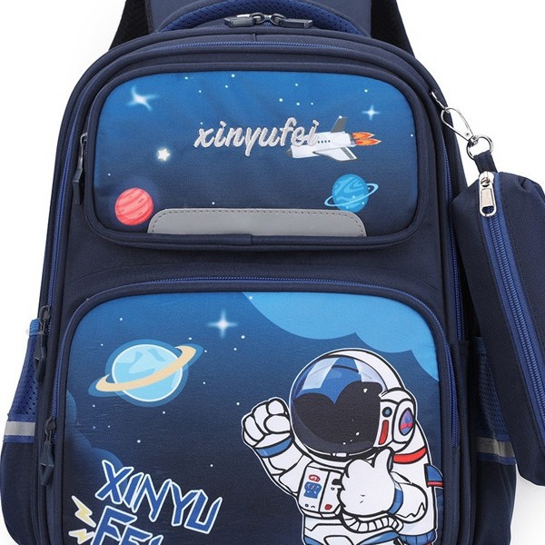Mochila infantil de alta calidad de dibujos animados creativos serie espacial 6 - 12 años de edad para hombres y mujeres de doble hombro multicapa mochila de espalda