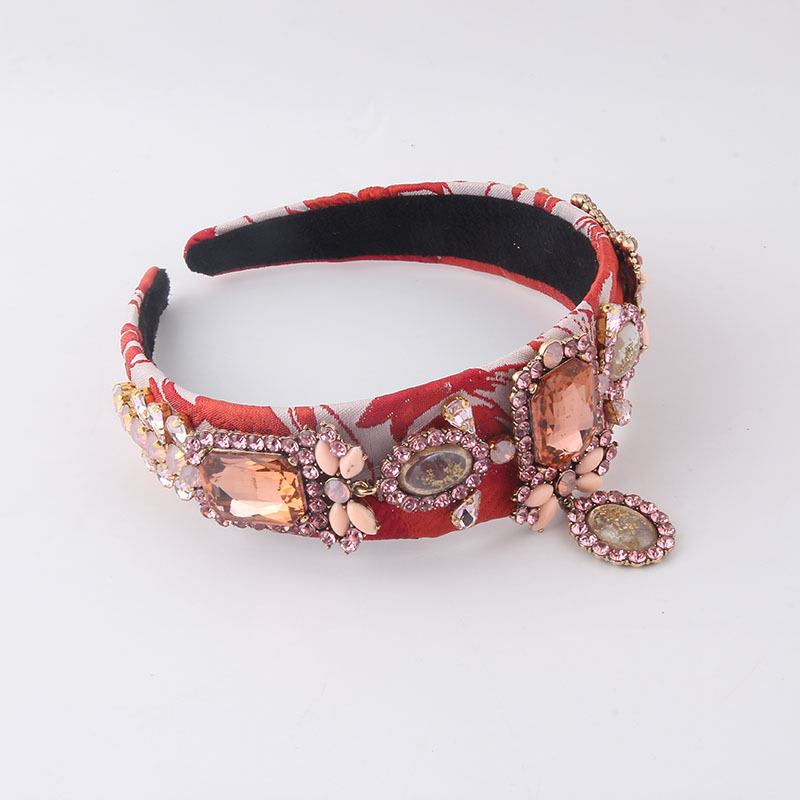 Conjunto De Pulsera De Banda Para El Cabello Con Colgante De Gema De Diamante De Tela De Color Barroco display picture 4