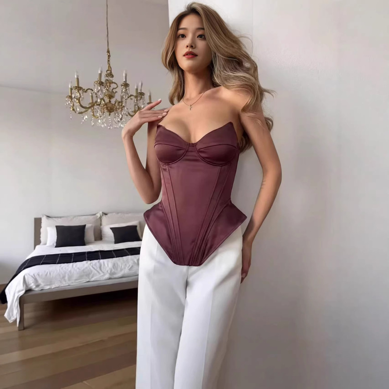 Thin Polyester Shapewear Corset with Fishbone Design, Spring Season Tight-Fitting Corset Tops, No Brand, Made in Guangzhou