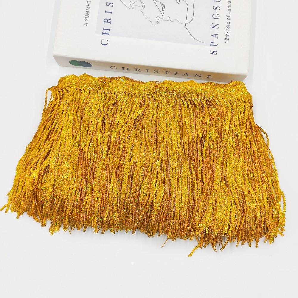 Accesorios de Encaje con Flecos de Lentejuelas Bordadas con Borde de Pico de Montaña de 17 cm y 35 Colores para Disfraces de Danza Latina, Zapatos y Bolsos