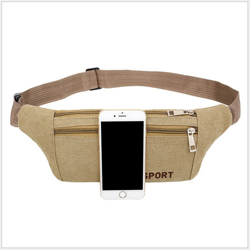 New canvas waist bag for men, outdoor leisure, large capacity, business cash register, change, mobile phone personal bag, manufacturer wholesale