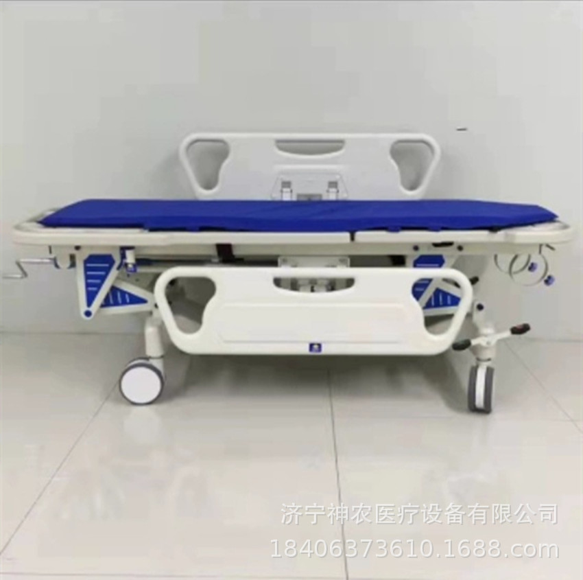 ABS两护栏平板转运推车折叠护栏豪华手术对接转运车双面中控脚轮