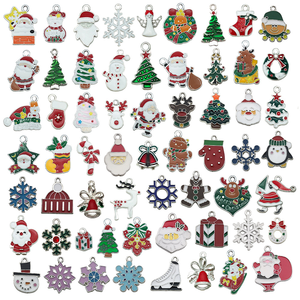 1 white K oil-dripping alloy decorative accessory, Santa Claus Christmas tree creative diy earrings pendant small pendant pic 4