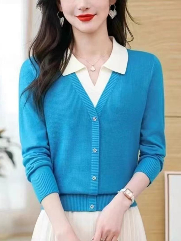 假两件毛衣女2025秋季新款时尚针织衫洋气百搭上衣外穿上衣女套头|undefined