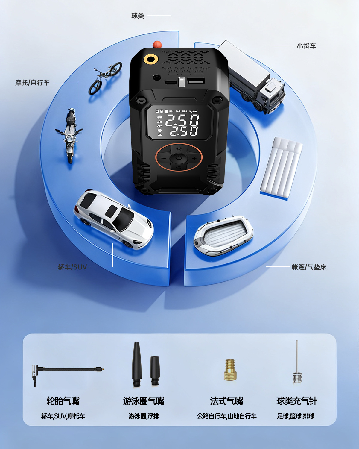 Cross-Border Exclusive Supply of Car-Mounted Wireless Air Pumps, Portable Car Air Pumps, Electric Car Tire High-Pressure Inflators