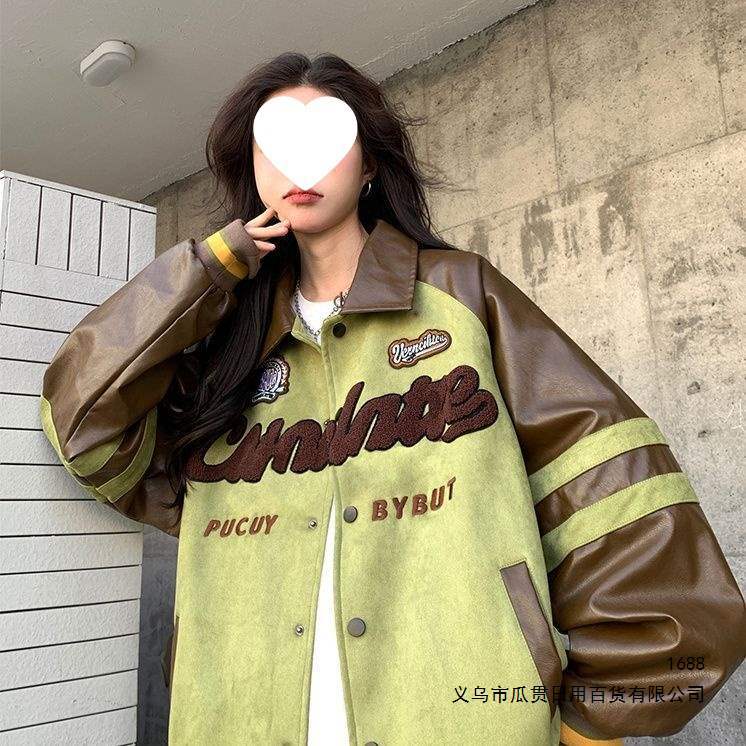 American retro baseball jacket for women, spring and autumn 2026 new style, Korean style loose vintage jacket, trendy on Instagram.