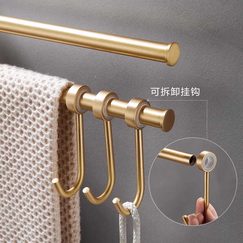 軽くて豪華な全銅の回転のタオルの棚は穴を開けないで金色のタオルの棒を掛けます。|undefined