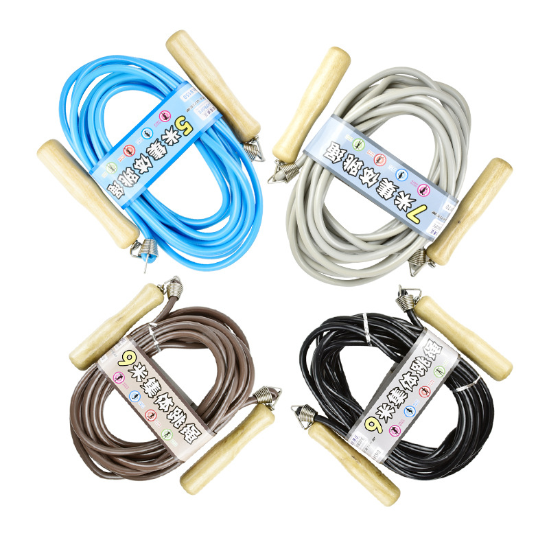 Cuerda de saltar colectiva expansión al aire libre actividades colectivas uso de múltiples personas mango de madera redondo nuevo examen entrenamiento de competencia cuerda de saltar