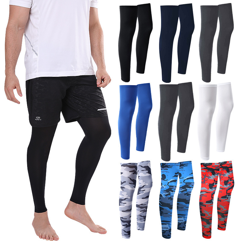 Sharetour Summer Cycling Sun Protection Leg Sleeves Outdoor Sports Knee Pads Silicone Non-Slip Ultra-Thin Ice Silk Leg Sleeves