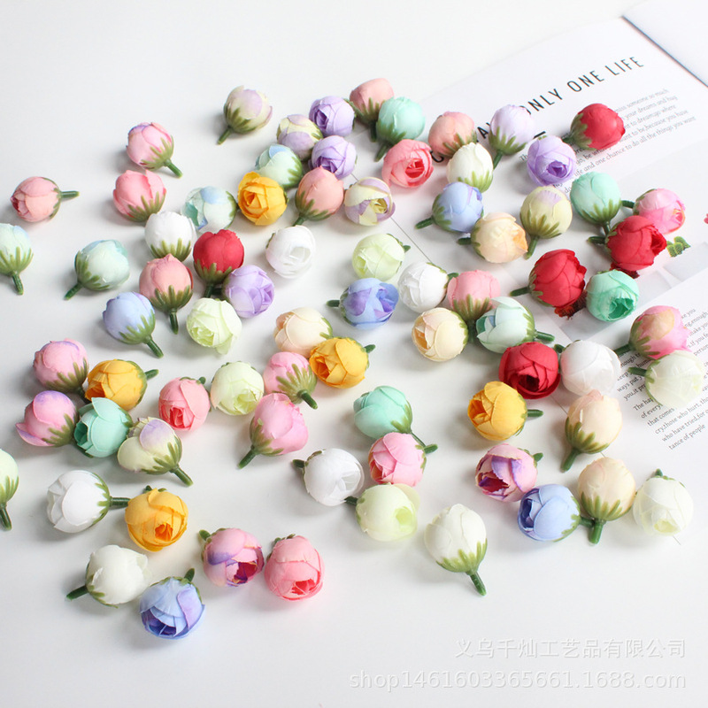 Simulated Rose Bud DIY Hairpin Wrist Flower Material Accessories Mini Tea Bud Straw Hat Hairpin Decoration