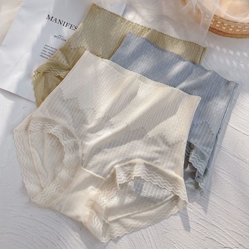 High Waist Seamless Belly Pants Summer Thin High Elastic Large Size Fat Girl Belly Breathable Women's Underwear Breathable Shorts