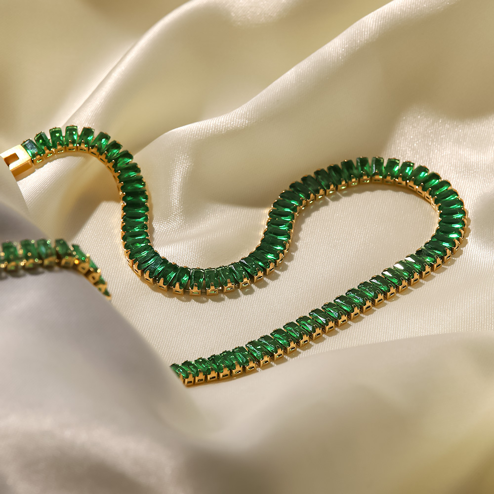 Modern Style Geometric Stainless Steel Inlaid Zircon Necklace 1 Piece