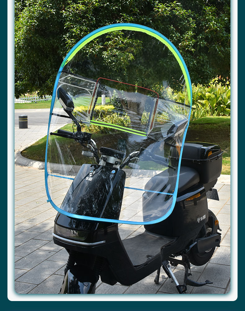 Zippered Electric Motorcycle Windscreen, Transparent Cold-Proof, Rain-Proof, Windproof Cover, Widened and Thickened Rain Shield for Electric Scooters