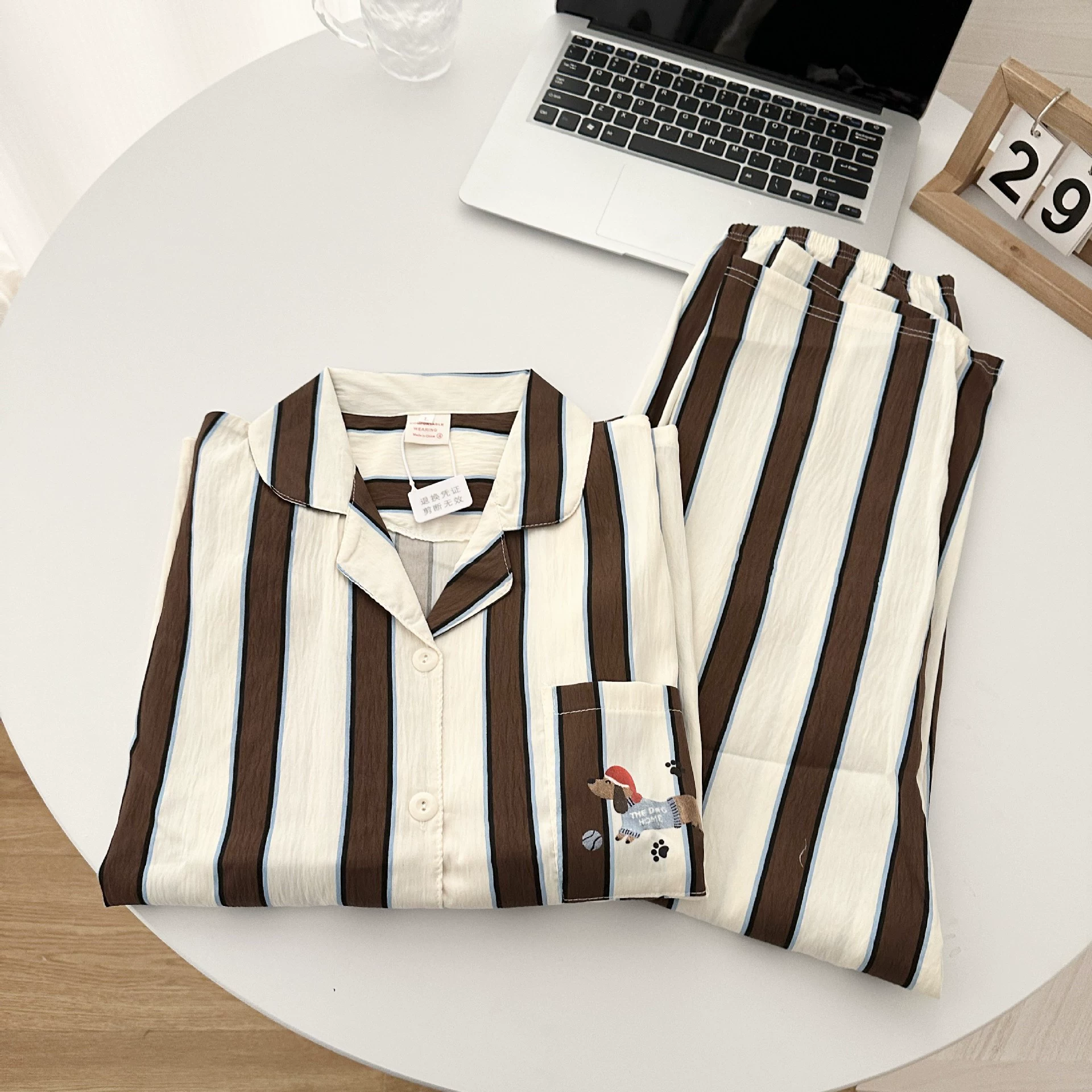 Хлопковые пижамы в полоску для женщин, весенне-осенние, с длинными рукавами и длинными брюками, высококачественный домашний комплект