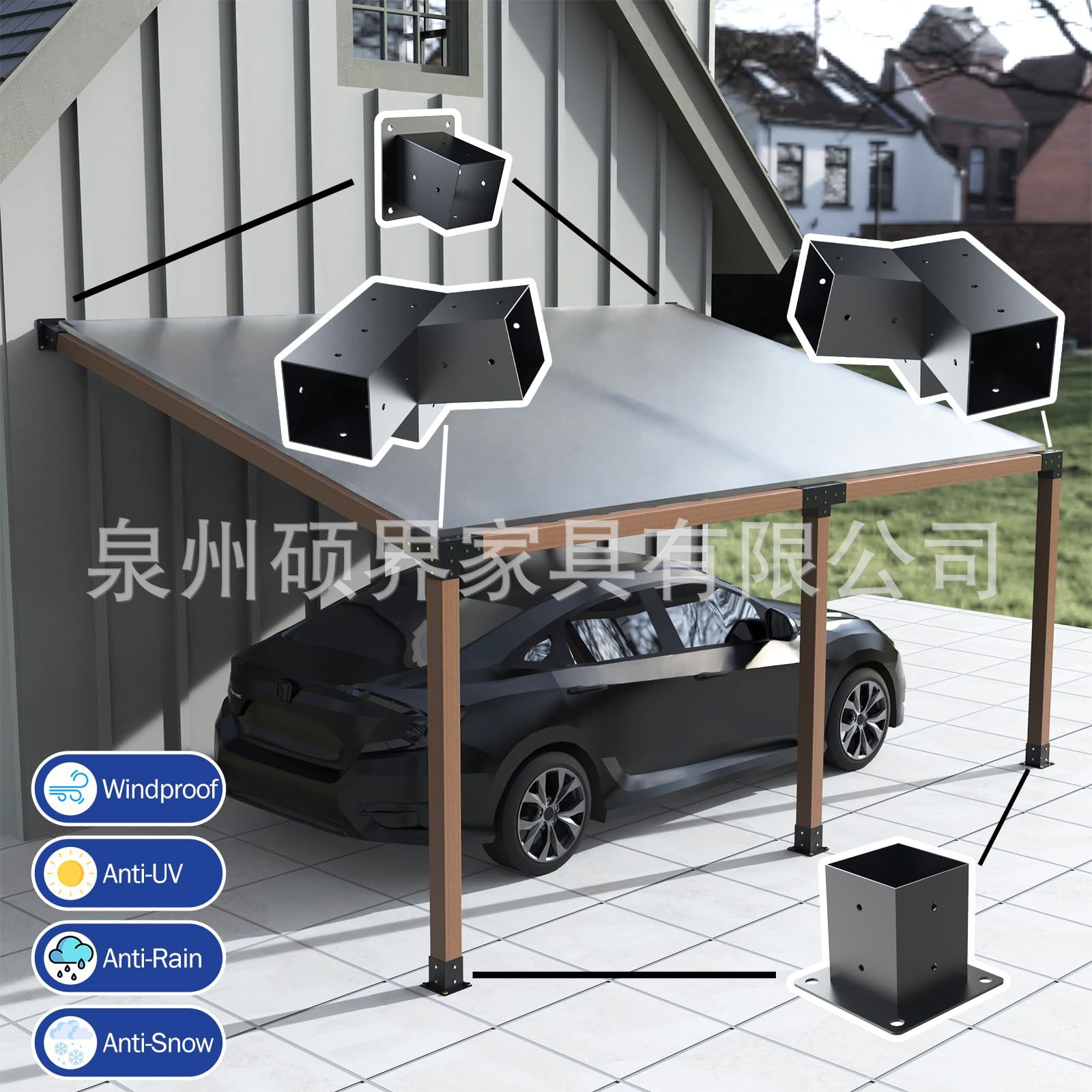 Kit de marco 3 - way inclinado techo marco bracket kit de soporte de techo recubierto en polvo marco de pared bracket 4inx 4in