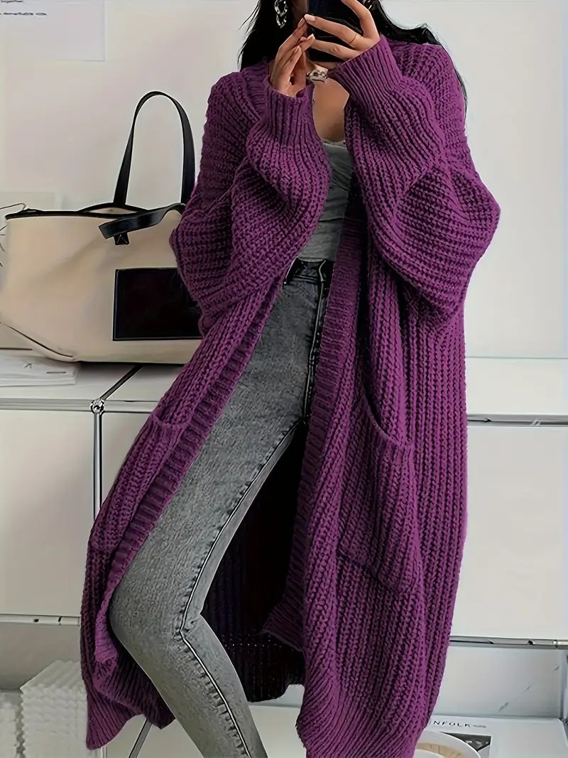 Long Sweater Coat Loose Long-Sleeved Knitted Cardigan 12 Long Sweater Coat Loose Long-Sleeved Knitted Cardigan