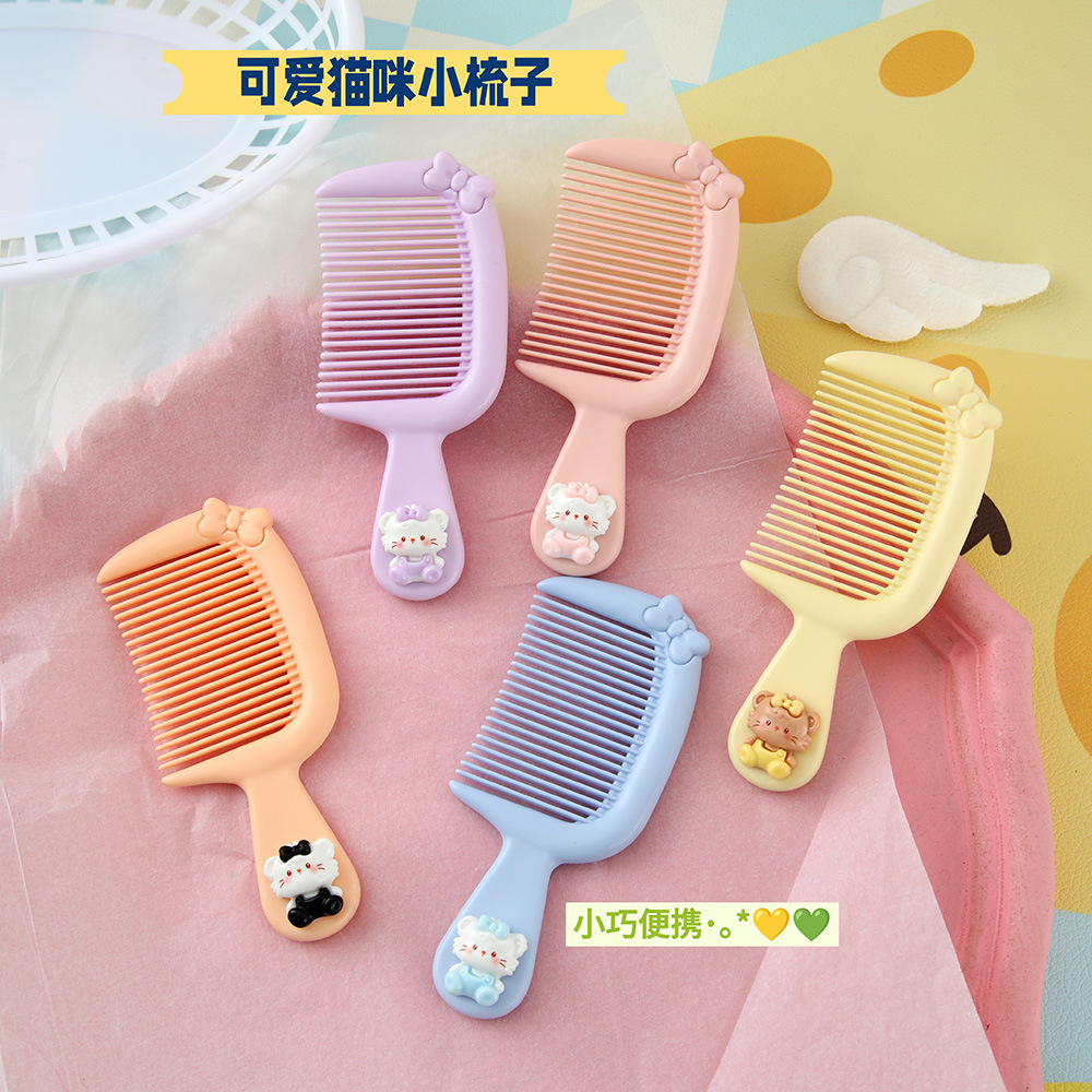Dibujos animados lindo gato pequeño peine portátil estudiante niño hogar cabello lacio cabello suave peine de cola de caballo peine peine de pelo femenino