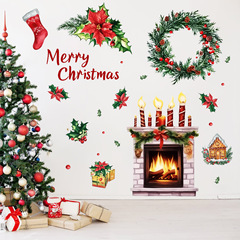 クロスボーダーアマゾン外国貿易クリスマス壁面ステッカー暖炉花輪クリスマス要素祝日パーティー装飾ステッカー