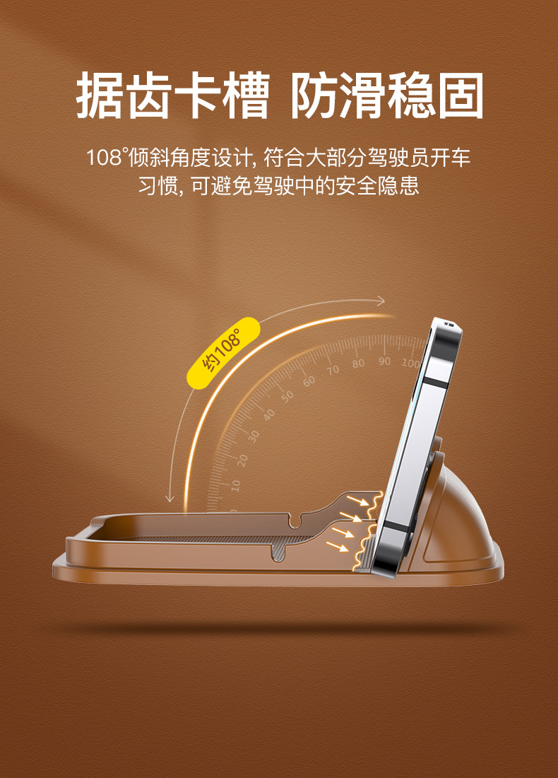 车载多功能置物垫粘贴式中控台汽车仪表台防滑垫创意导航手机支架详情5