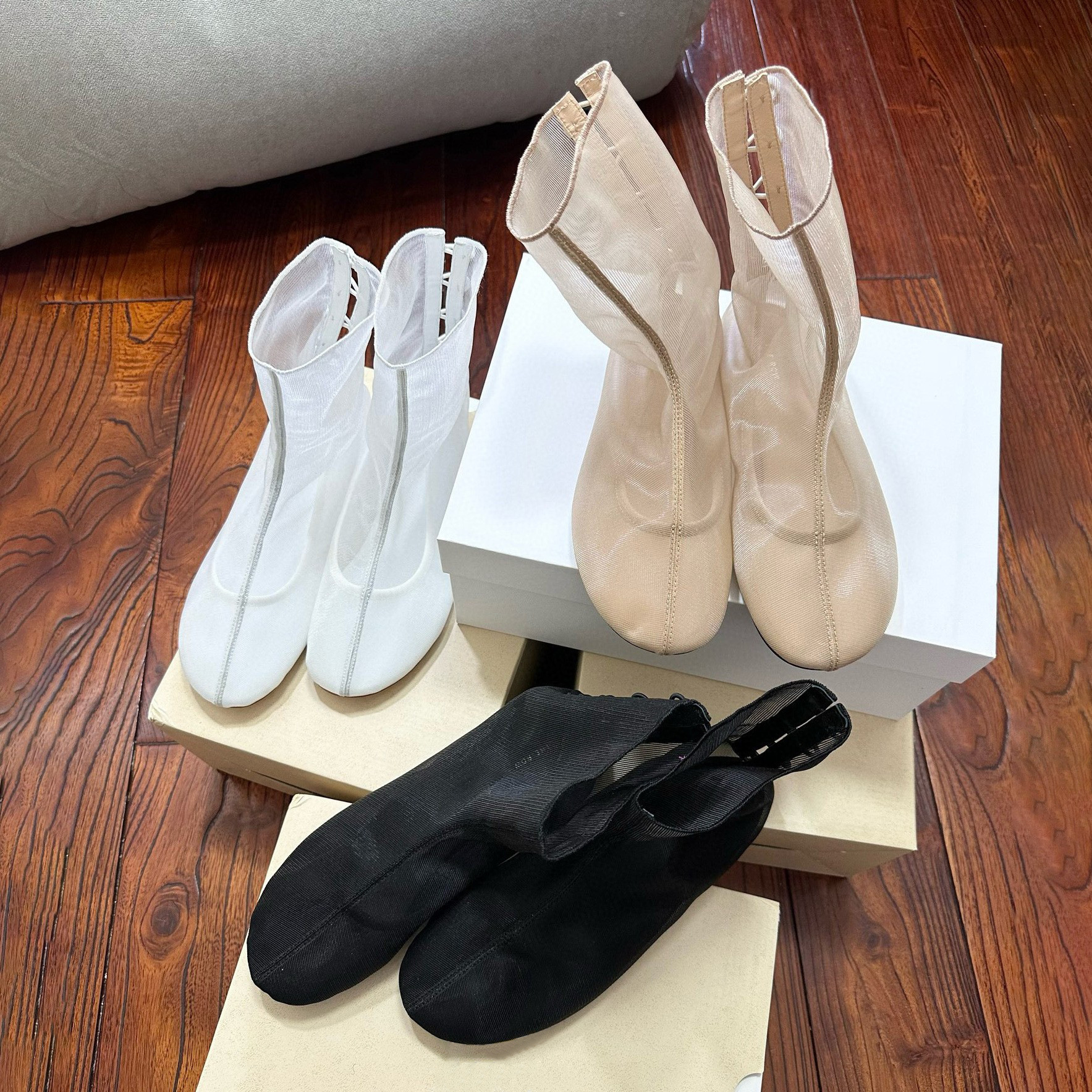 Summer white breathable mesh casual low boots flat