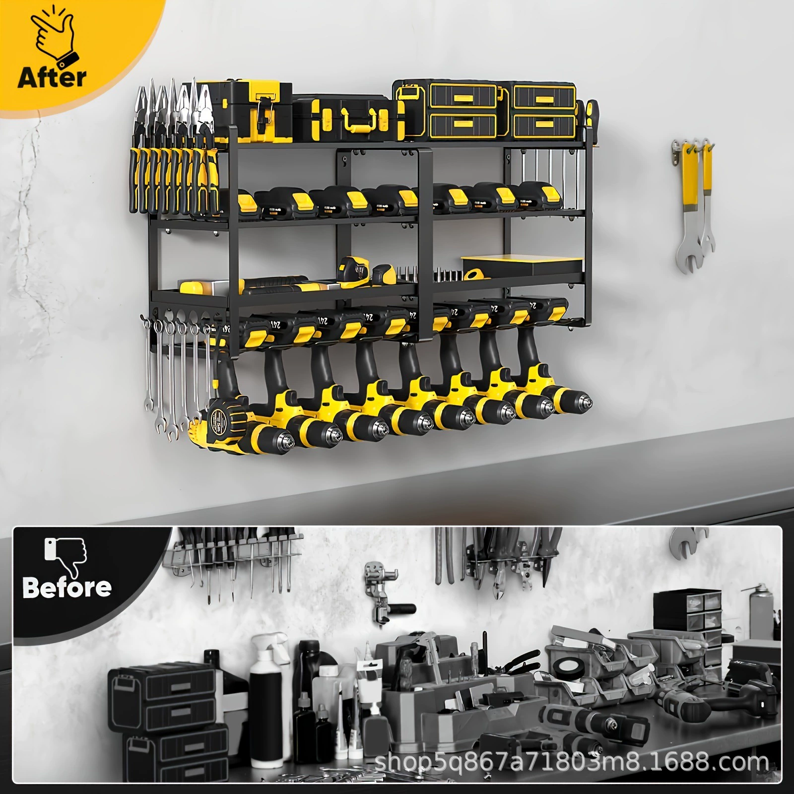 Cross Border Iron Power Tool Organizer Wall Mount Bracket Extended Large Heavy Duty Drill Rack Garage Tool Organizer