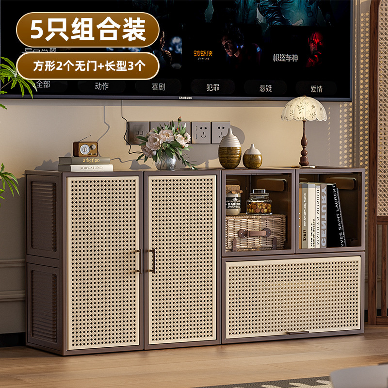 中世スタイルの収納キャビネット寝室折りたたみ収納キャビネットベッドサイドテーブルスナックおもちゃ層状整理組み合わせ収納ボックス|undefined