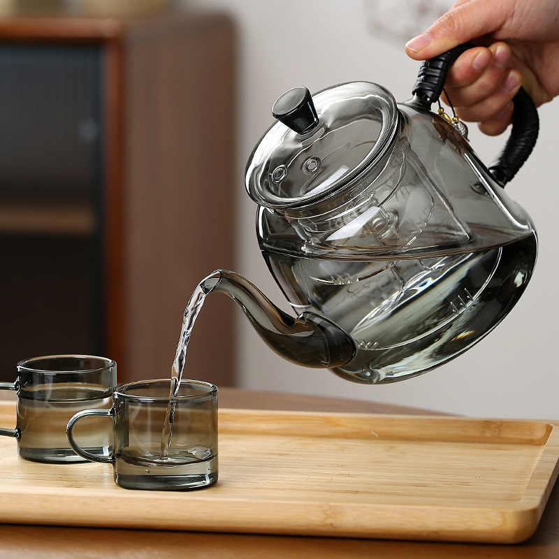 Glass teapot, capacious tea set for home use, increased thickness
