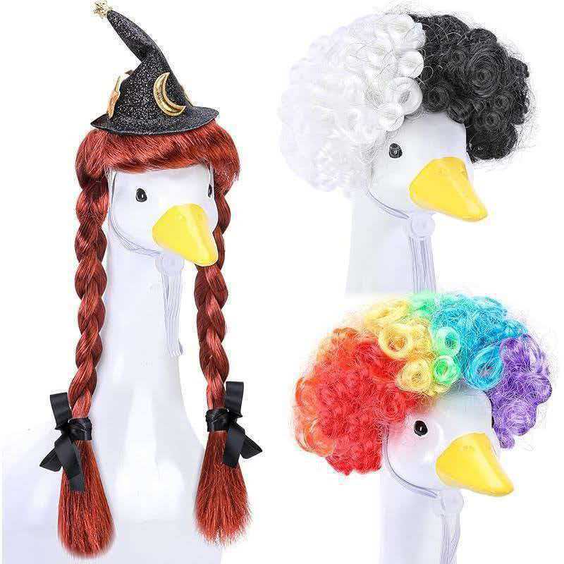 Pet Wig Big Goose Headwear Set Pet Supplies Funny Cute Short Wavy Explosion Head Bob Wig