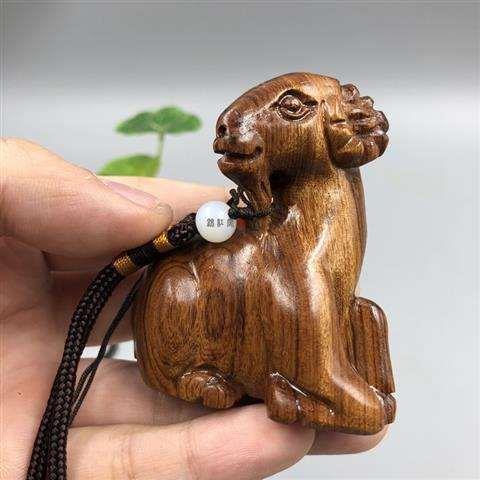 沈水ラオス黄花梨木雕手件文游胡桃手串十二生肖豚ストラップ置物牛|undefined