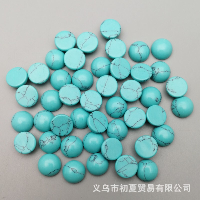 Synthetic Turquoise 3-25mm Round Half-Sided Ring Patch Bare Stone Manicure Chinese Style Earrings Necklace Jewelry Accessories