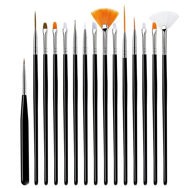 Juego de Pinceles para Manicura y Fototerapia de Acrílico Multifuncionales con Mango Largo