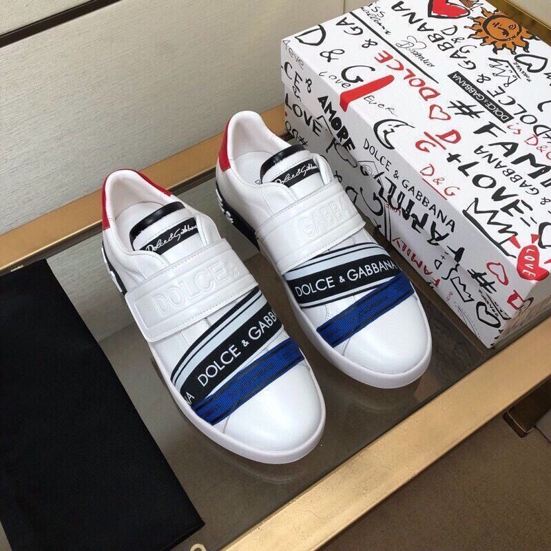 New Year's New Model Genuine Leather Elastic Band Men's Shoes Fashionable DG Slip-On Casual Shoes White Sneakers Sports Shoes Luxury Shoes