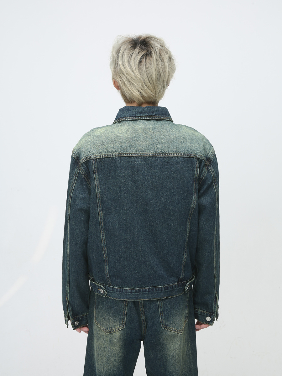 Mtlclothes ropa de Hombre | 2023 nuevo vintage apenado Denim coat moda jeans rectos traje