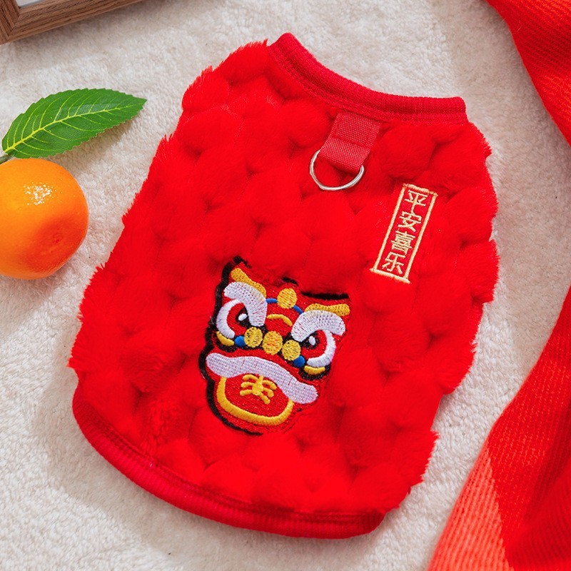 Ropa de Año Nuevo para gatos en invierno engrosado vestido de China mascota gatito gato muñecas de otoño y invierno gato azul camisa de Año Nuevo