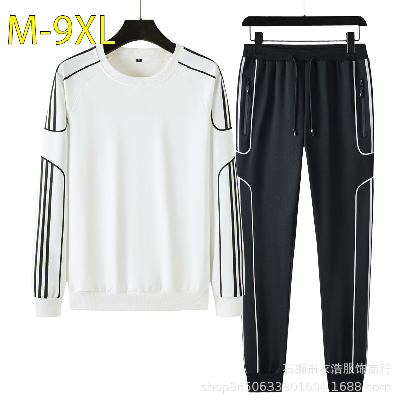 Conjunto deportivo transfronterizo de talla grande para hombre, sudadera estilo coreano para primavera y otoño, conjunto informal de dos piezas holgado y moderno para hombre, comercio exterior.