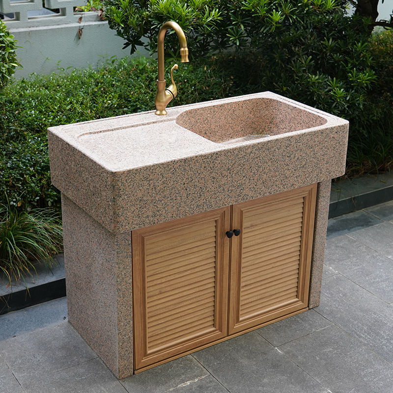 Marble Washbasin, Balcony Integrated Outdoor Courtyard Sink, Natural Stone Washbasin, Outdoor Sink