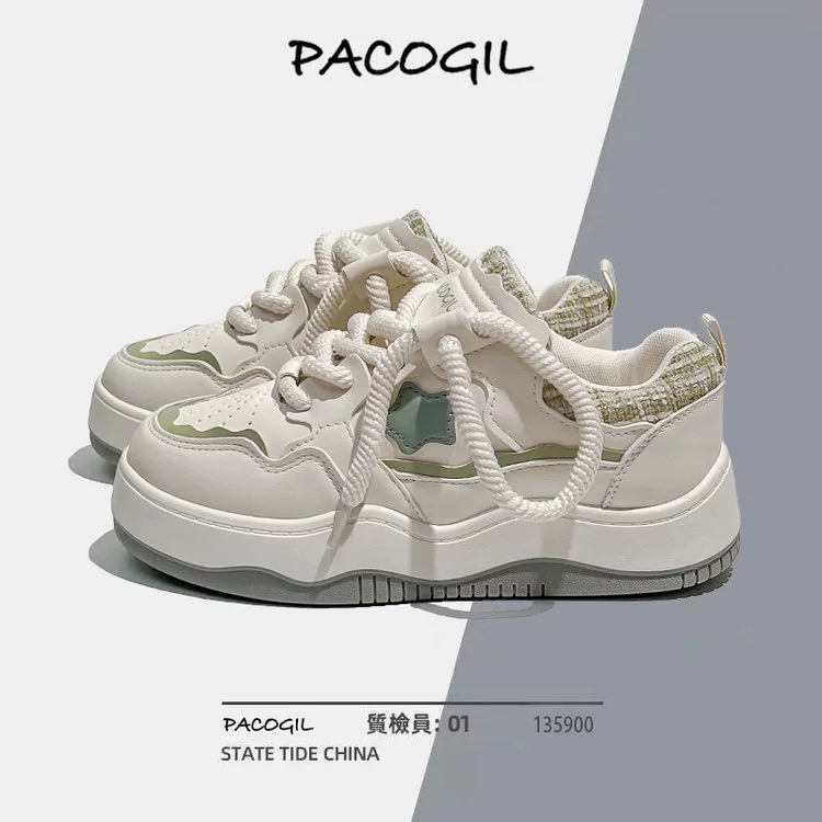 White shoes platform, summer genuine sneakers for leisure