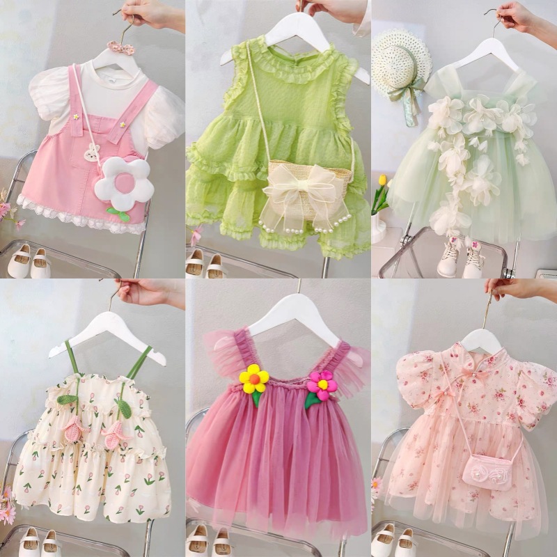2025 New Girls Dress Patpat Summer Style Princess Dress Kidsren's Mesh Skirt Summer Dress Hot Sale