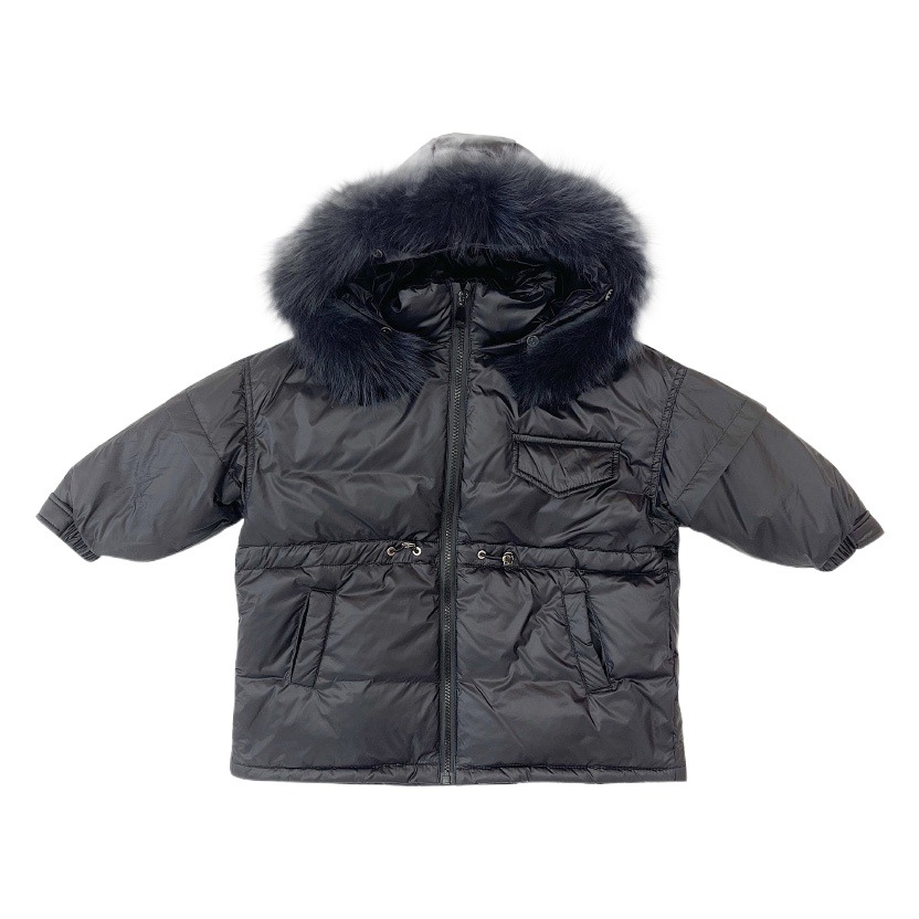 Otoño e invierno engrosada cuello de piel grande chaqueta de invierno ropa para niños chaqueta de plumón de pato blanco de longitud media
