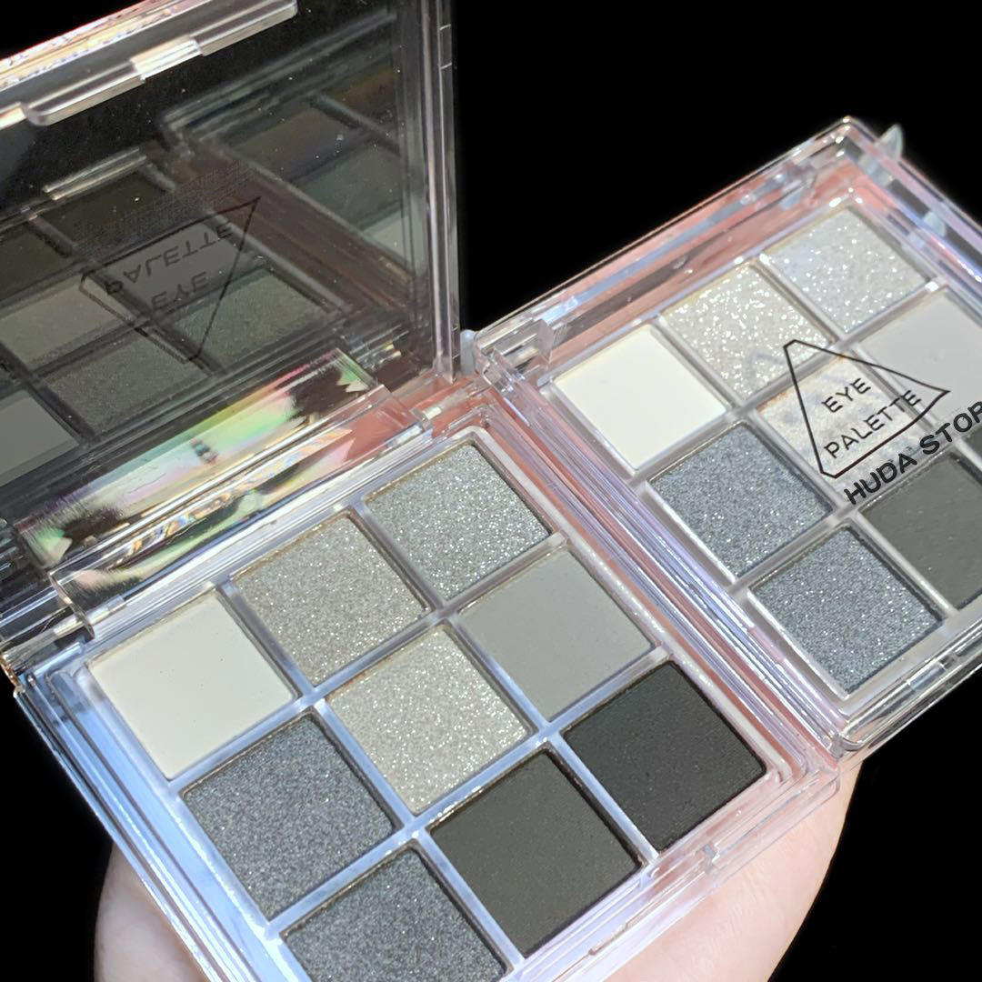 HUDA STORY Smoked Nine-color Eyeshadow palette, Black, White, Gray, Silver, beads, matte Halloween Party stage makeup undefined