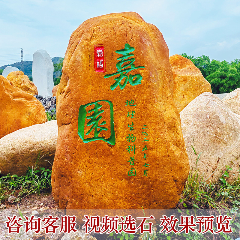 Yellow Wax Stone Large Landscape Stone Campus Culture Carving Stone Village Brand Stone Large Natural Landscape Stone Scenic Spot Landmark Stone