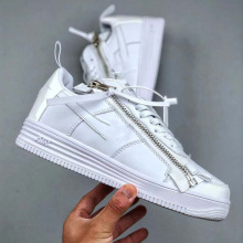 外贸纯原force1联名板鞋机能风拉链休闲鞋AF1小白鞋男女潮流鞋黑