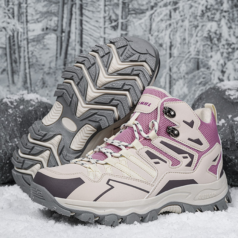 Otoño y invierno, zapatos de montaña de algodón para mujeres, pareja, montaña, senderismo de fondo, deporte de invierno, calentamiento más grueso.