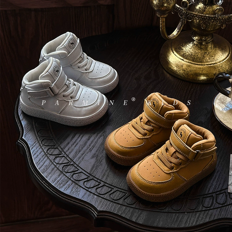 Детские универсальные кроссовки на высокой подошве, новая модель весна-осень 2025, для мальчиков и девочек 1-5 лет, белые детские повседневные туфли