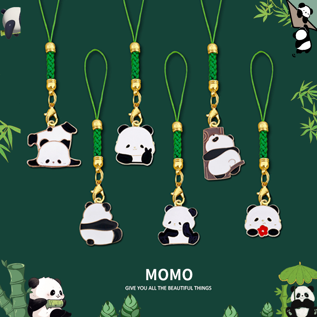 Chinese-Style Panda Bamboo Woven Lanyard Phone Strap Student Small Pendant Chengdu Tourism Cultural and Creative Souvenir Pendant