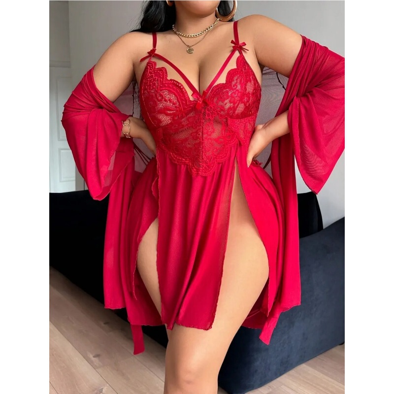 Cross-Border Foreign Trade Sexy Lingerie for Women, Lace Sexy V-Neck Suspender Nightgown, See-Through Passionate and Alluring Home Sleepwear Cross-Border Foreign Trade Sexy Lingerie for Women, Lace Sexy V-Neck Suspender Nightgown, See-Through Passionate and Alluring Home Sleepwear