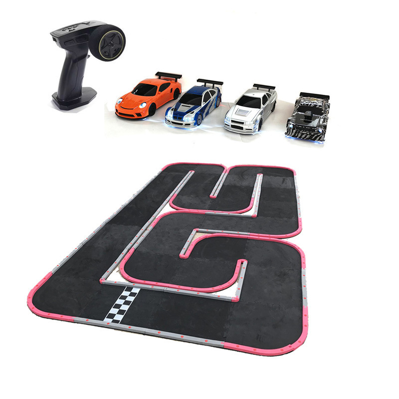 Desktop 4Wd Professional High Speed ​​Drift 1:43Rc Mini Remote Control Racing Car + 4* 2m Track Boys Christmas Gift